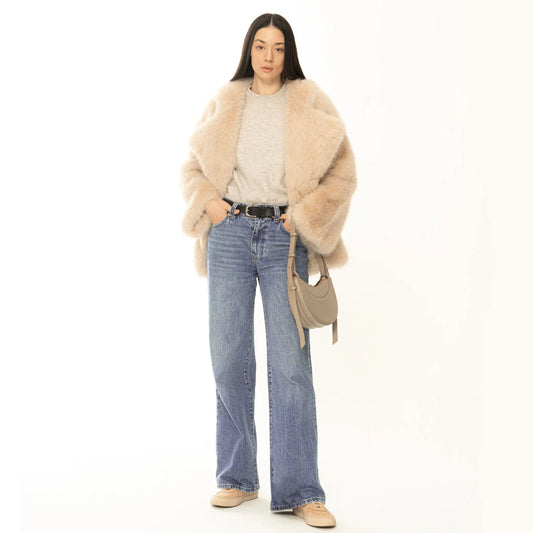 Peach Blush Faux Fur Coat
