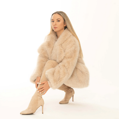 Peach Blush Faux Fur Coat