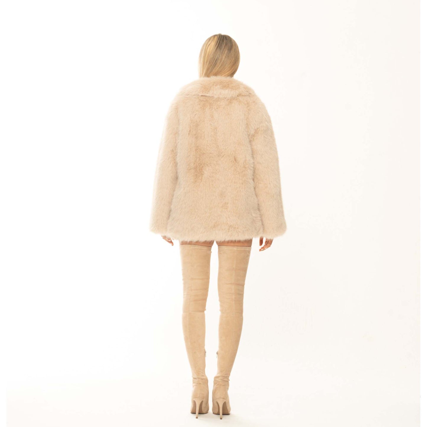 Peach Blush Faux Fur Coat